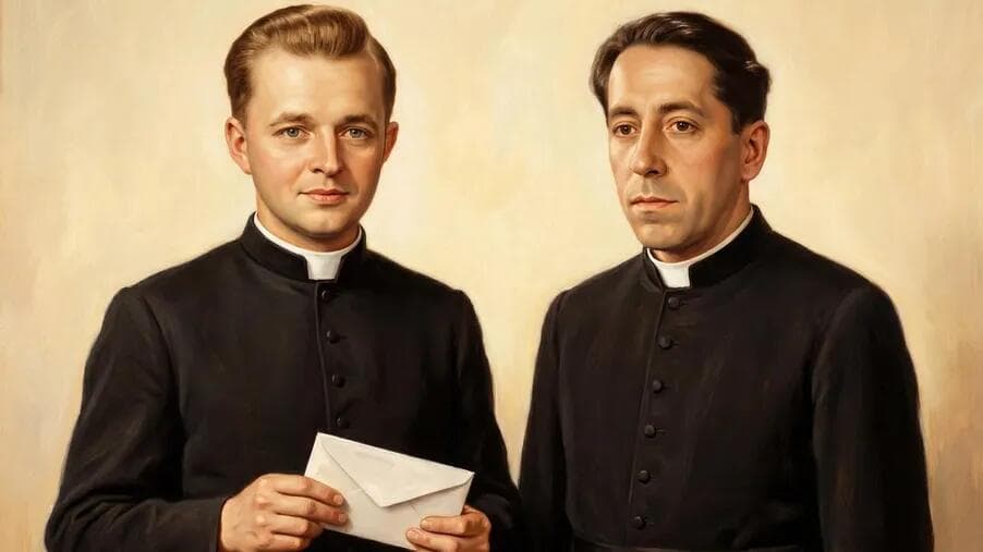 Kněžská klerika s kolárkem a dopisní obálka – atributy nových blahoslavených brněnské diecéze